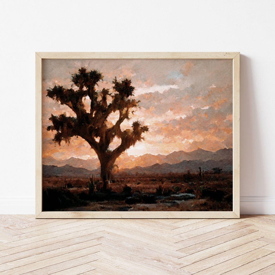 Joshua Tree National Park California Usa Vintage Landscape Oil Painting Warm Rustic Wall Art 61 - Image 2