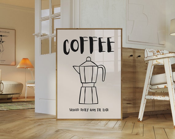 Coffee Print Aesthetic Kitchen Decor Trendy Kitchen Wall Art Fun Kitchen Poster Coffee Poster Coffee Bar Print Wall Art