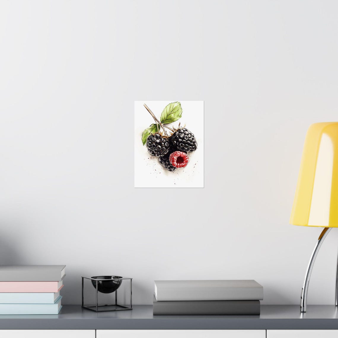 Blackberries With A Single Raspberry Watercolor Berry Fruit Poster - Image 3