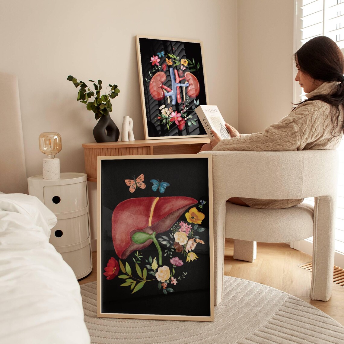 Anatomical Liver Floral Art Print, Medical Anatomy - Image 4