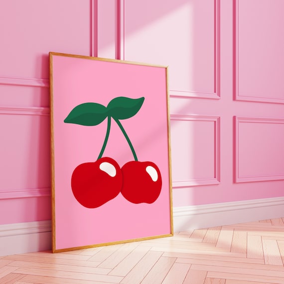 Cherry Pair Cute Fruit Art Print