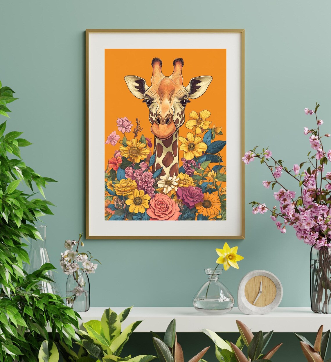Giraffe Wall Art, Eclectic Maximalist Art Print - Image 2