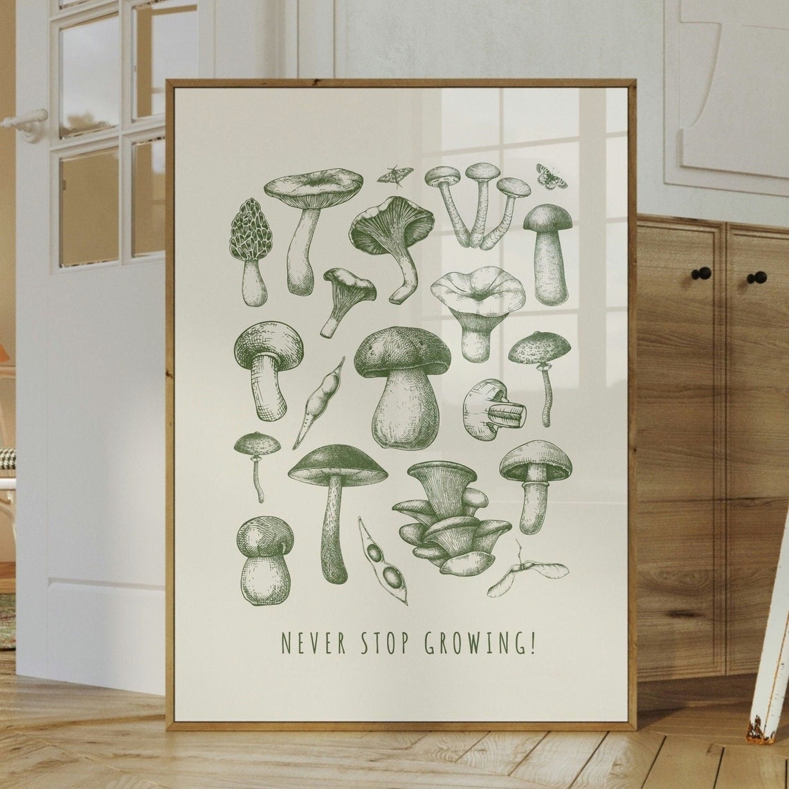 Never Stop Growing Vintage Mushroom Botanical Illustration Print - Image 3