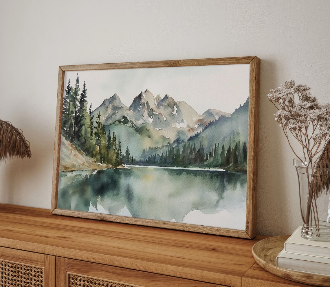 Alice Lake Sawtooth Range Watercolor Art Print - Image 5