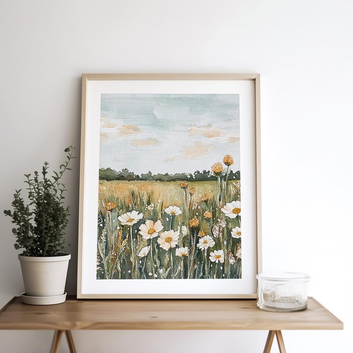 Hill Country Painting Wildflowers Wall Art Texas Flower Watercolor Art Print Landscape Art Daisy Artwork Field Of Flowers Wall Art - Image 4