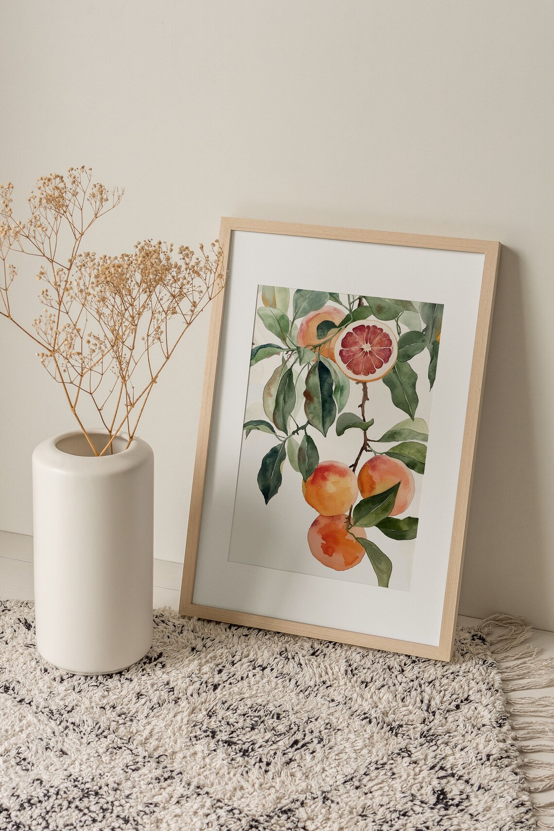 Grapefruit Tree Watercolor Painting Art Print - Image 4