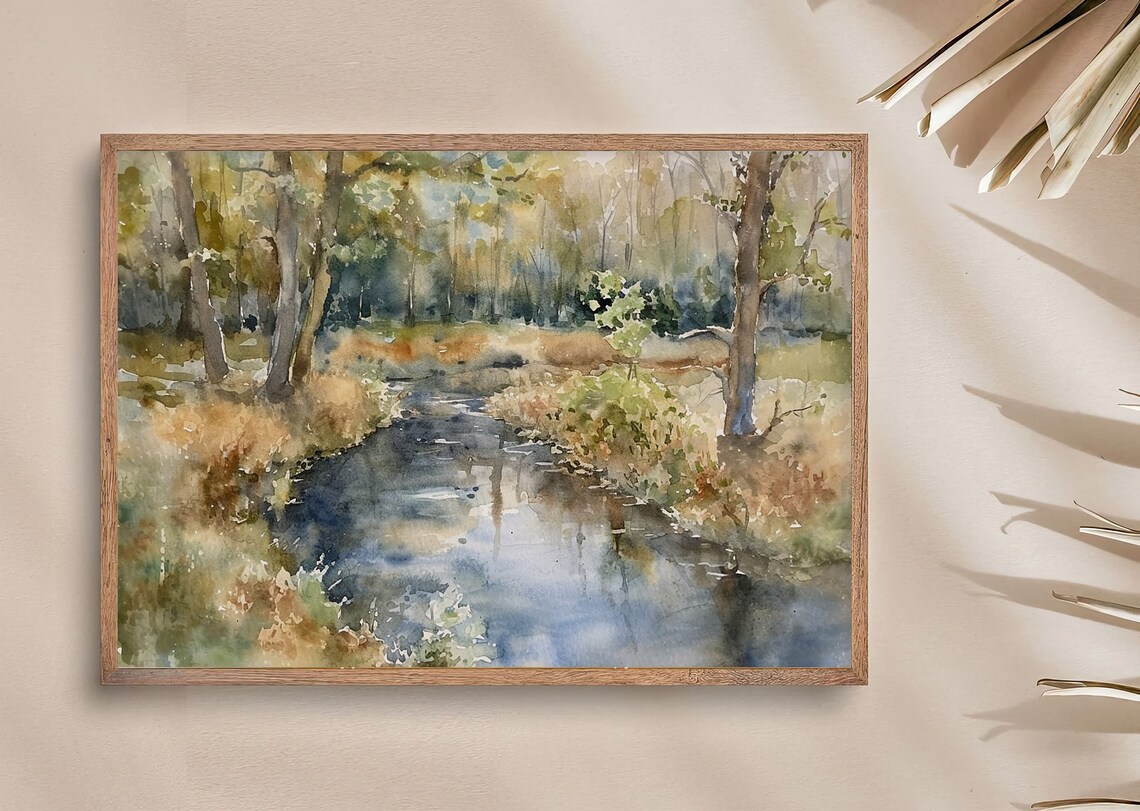 Spring Creek Painting, Forest Watercolor Art Print - Image 4