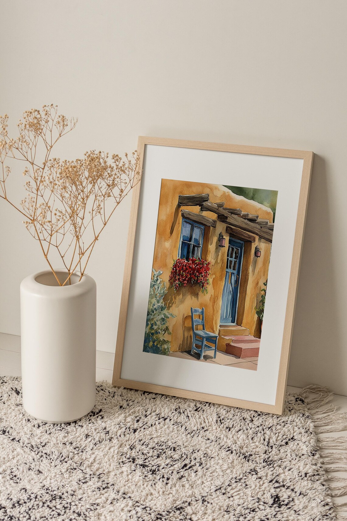 Adobe House Print, Santa Fe Watercolor Travel Poster - Image 2