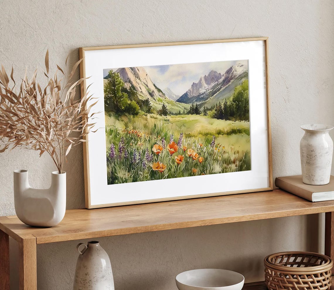 Shenandoah National Park Painting Virginia Watercolor Art Print Blue Ridge Mountains Wall Art Wildflowers Print Orange Poppy Painting - Image 3