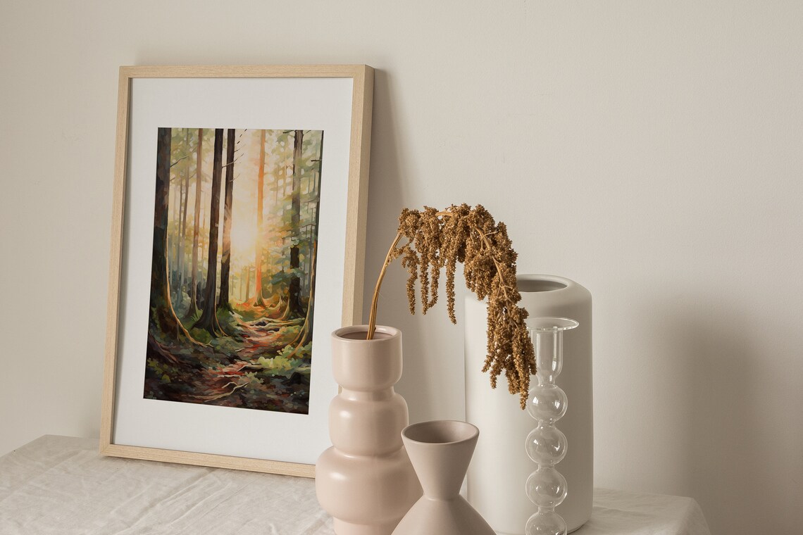 Letchworth Sunrise In Forest Watercolor Art Print - Image 4