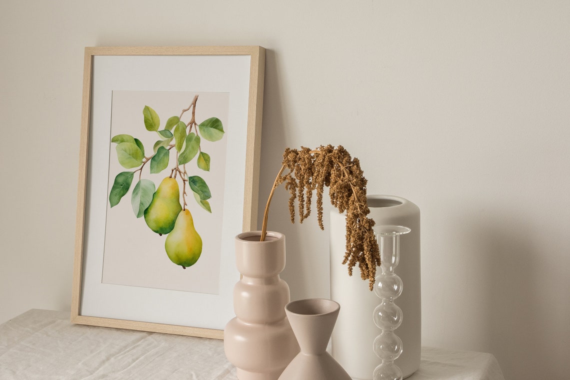 Pear Branch Botanical Watercolor Kitchen Fruit Orchard Poster - Image 4