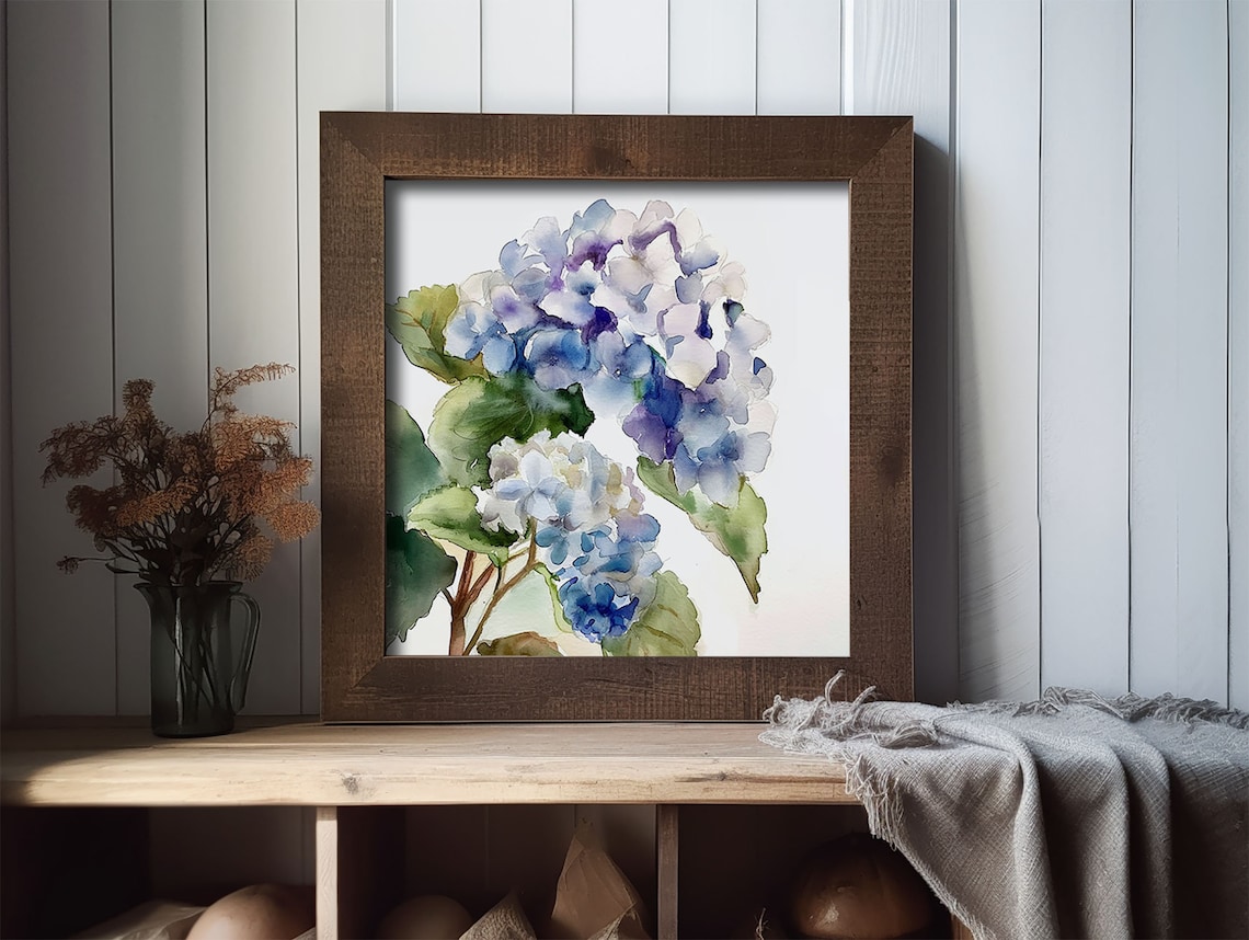 Hydrangea Watercolor Art Print, Spring Garden Flowers - Image 2