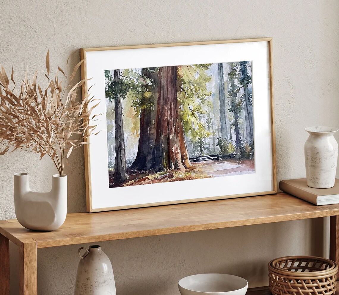 Redwood National Park Watercolor Art Print - Image 2