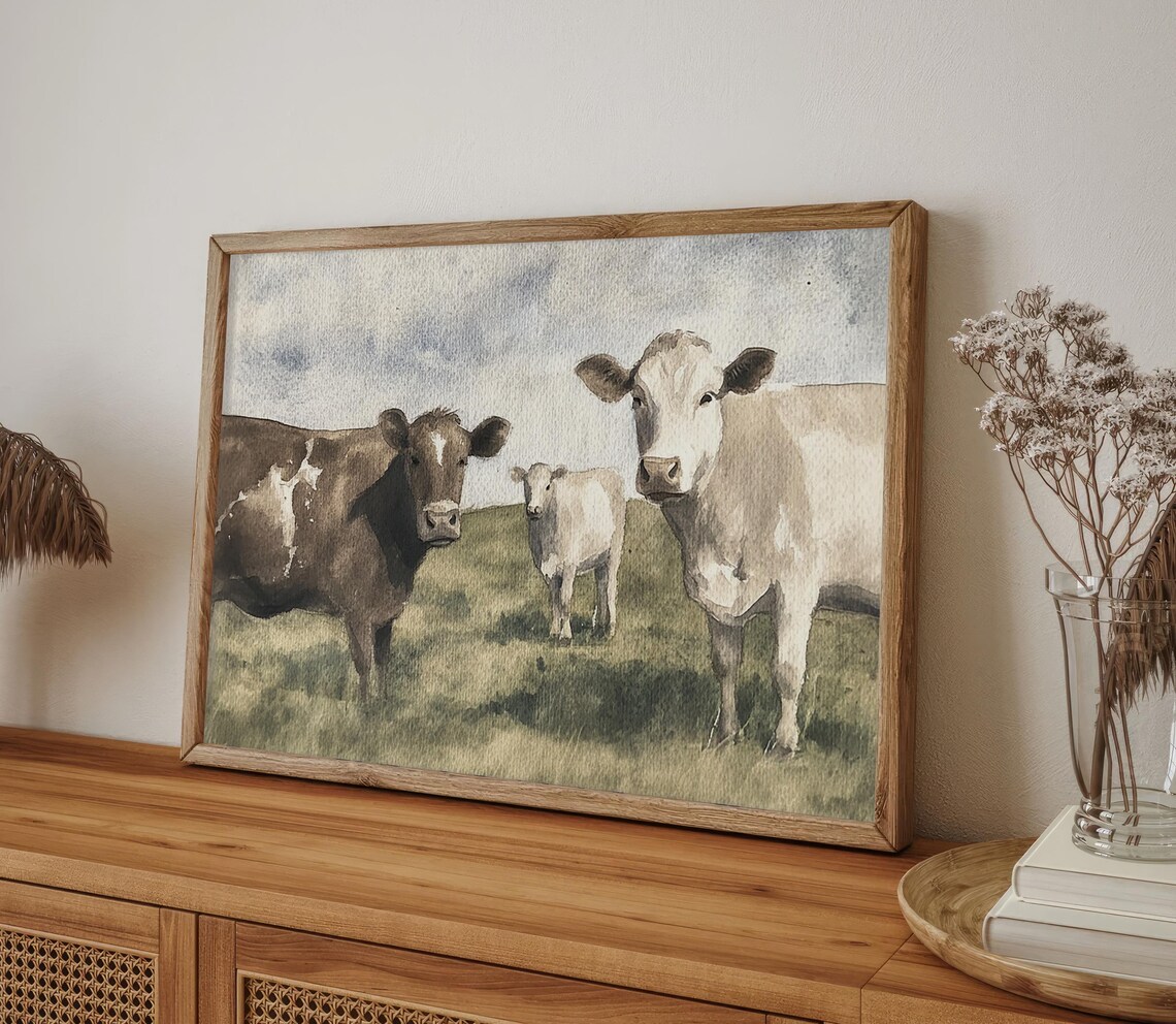 Irish Cows Watercolor Art Print, Ireland Landscape - Image 4