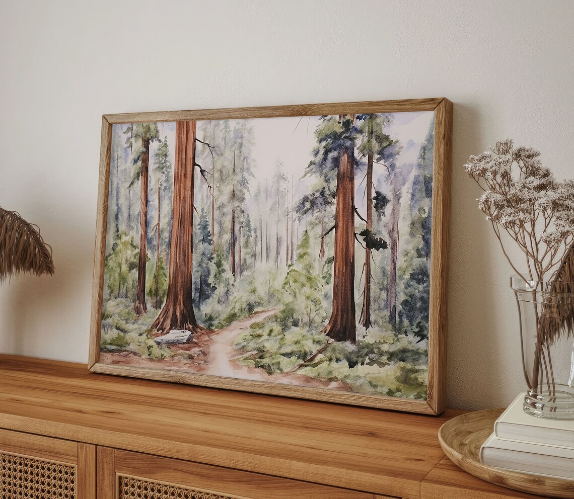Sequoia Painting National Park Watercolor Art Print - Image 5