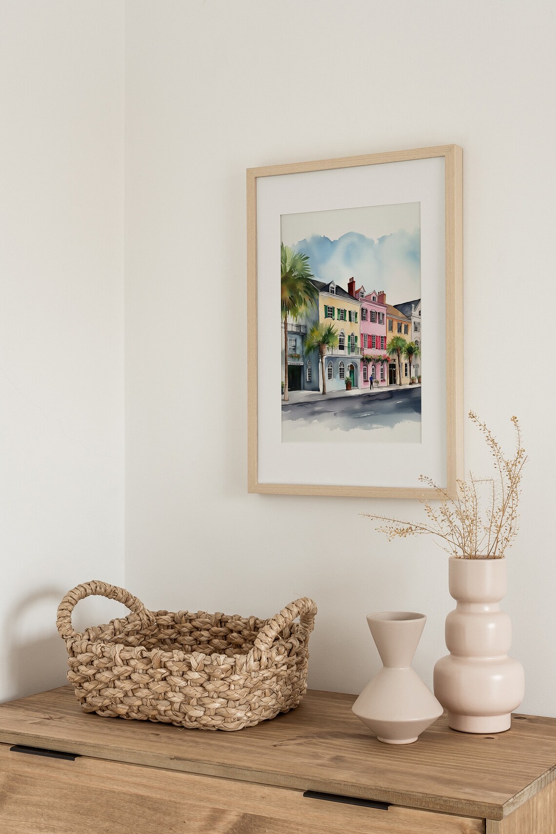 Rainbow Row Watercolor Charleston Cityscape Art Print - Image 3
