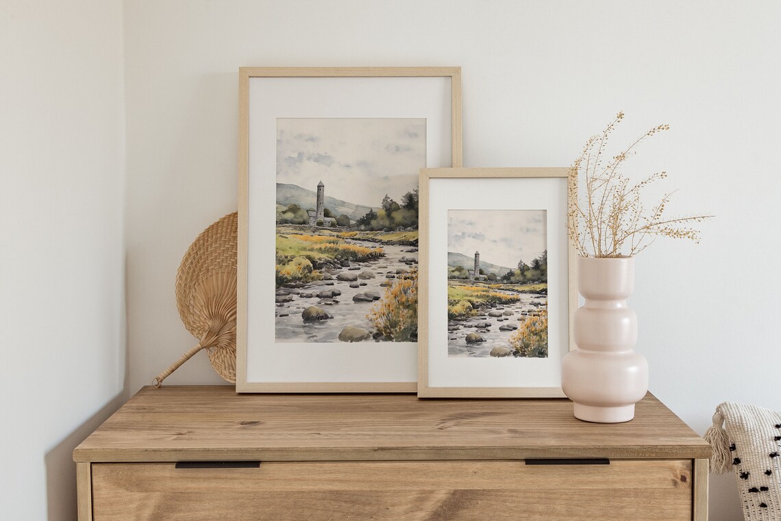 Glendalough Watercolor Art Print, Wicklow Mountains - Image 3