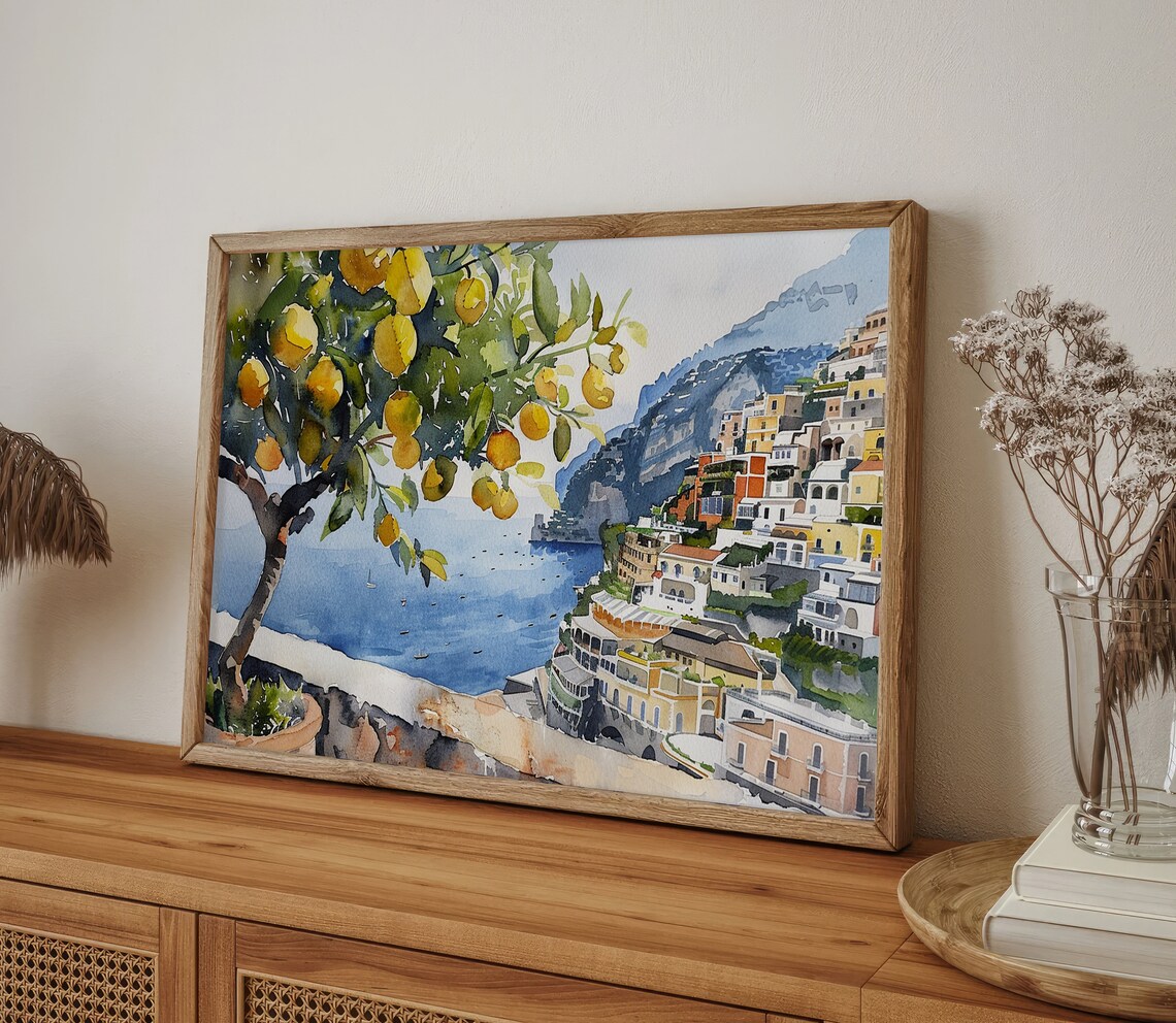 Positano Lemon Tree Watercolor Art Print - Image 4