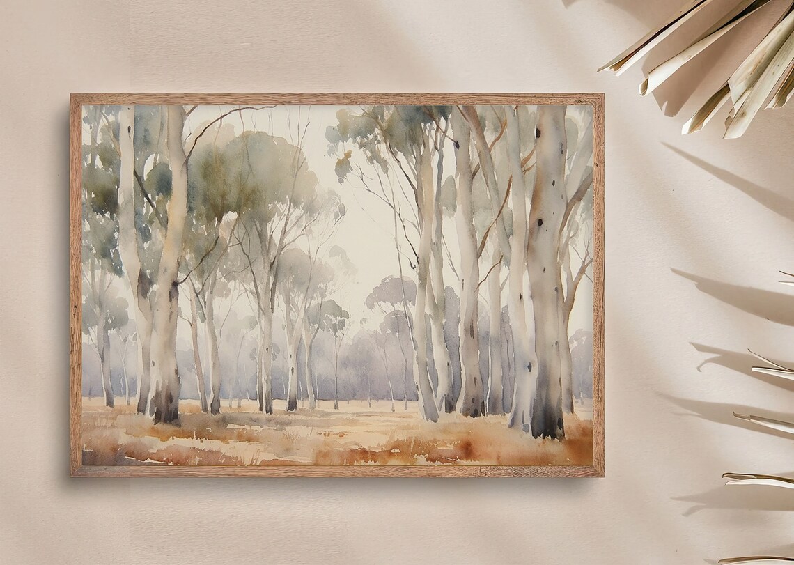 Eucalyptus Watercolor Art Print, Australian Forest Landscape - Image 4