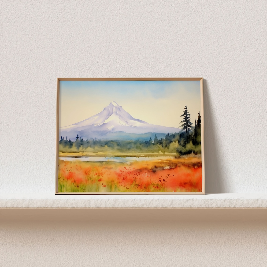 Mt Hood Watercolor Landscape Art Print, Oregon - Image 2