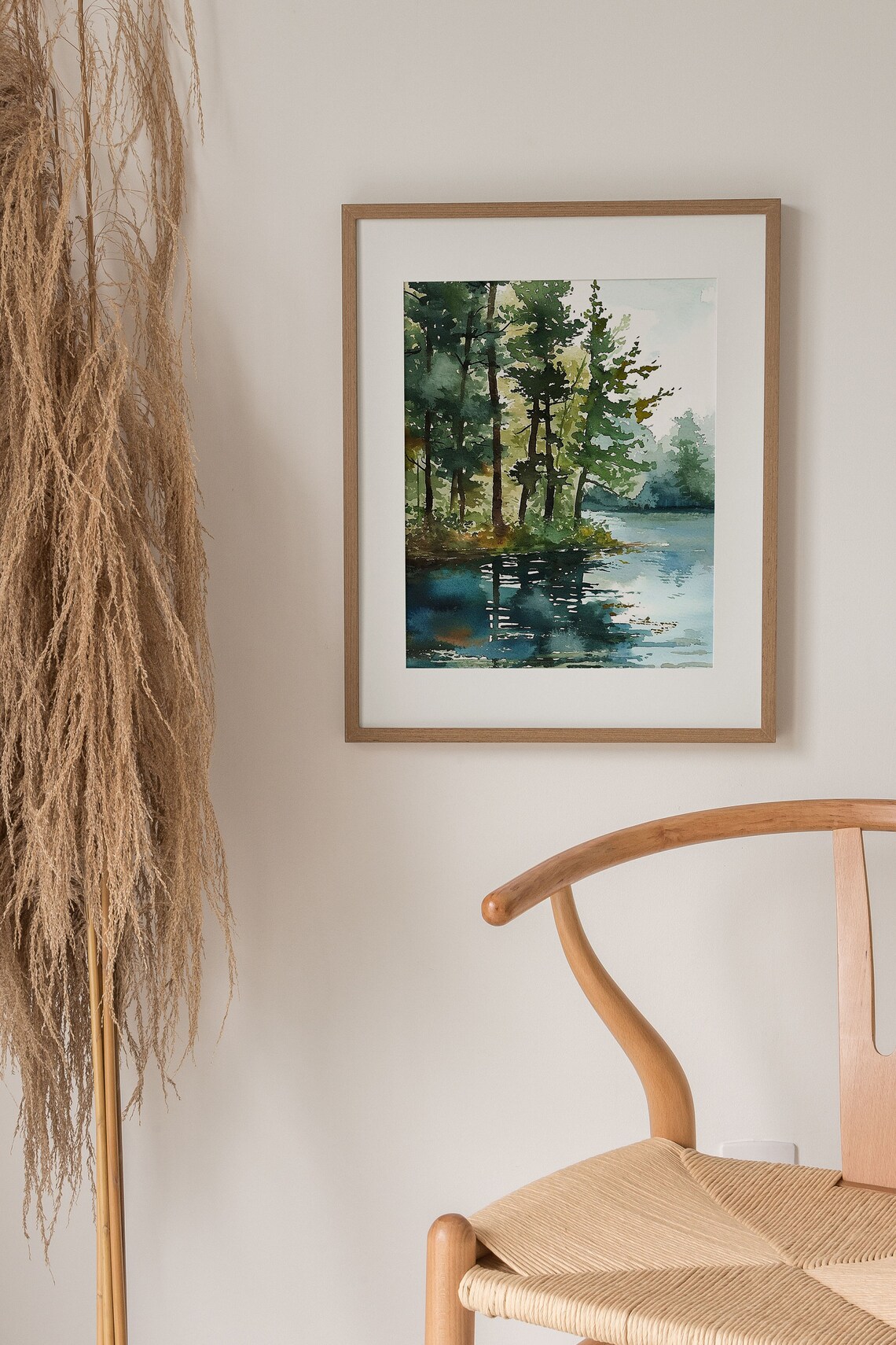 Finger Lakes Watercolor Forest Lake Art Print - Image 3