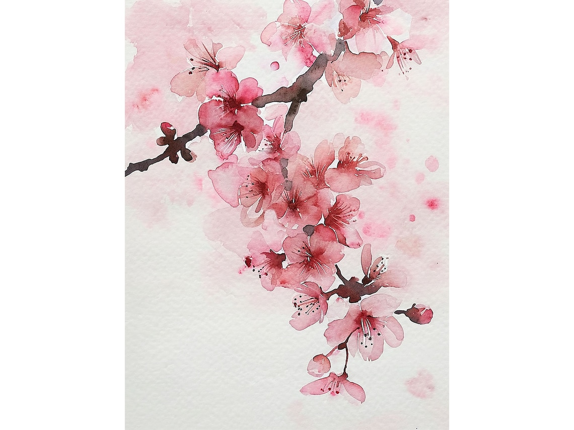 Cherry Blossom Sakura Watercolor Art Print