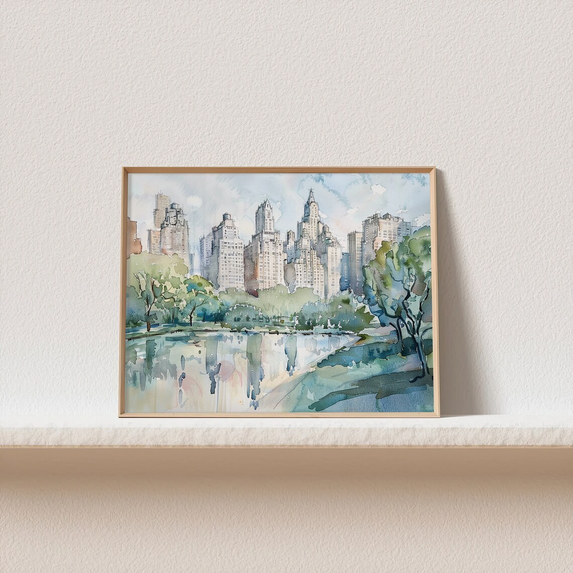 Central Park Watercolor Art Print, NYC Skyline - Image 4