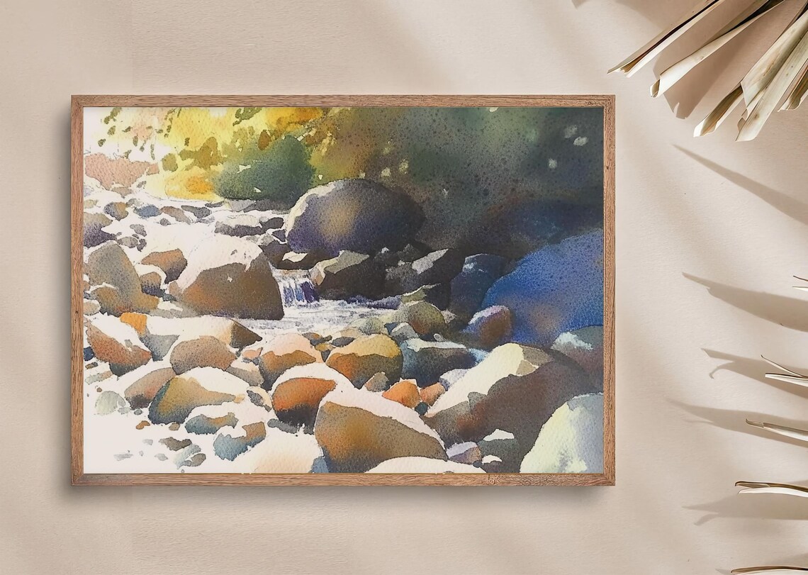 Snoqualmie River Watercolor Art Print, Mountain Landscape - Image 3