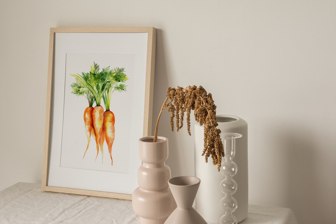 Carrot Watercolor Art Print, Kitchen Wall Decor - Image 4