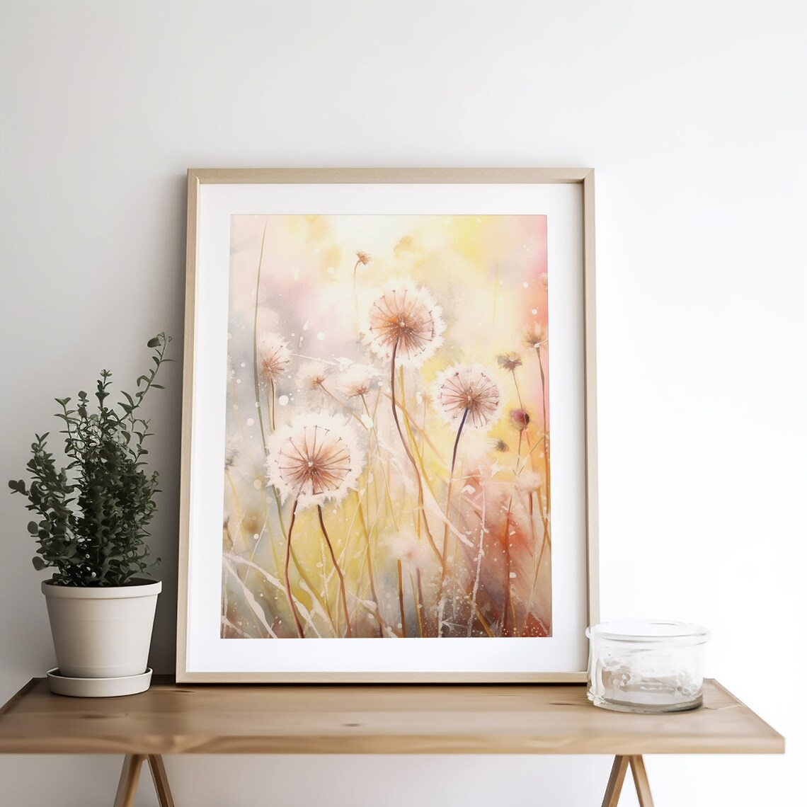 Dandelions Watercolor Neutral Floral Art Print - Image 3