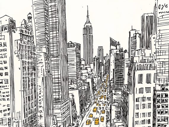 New York City Skyline Watercolor Art Print