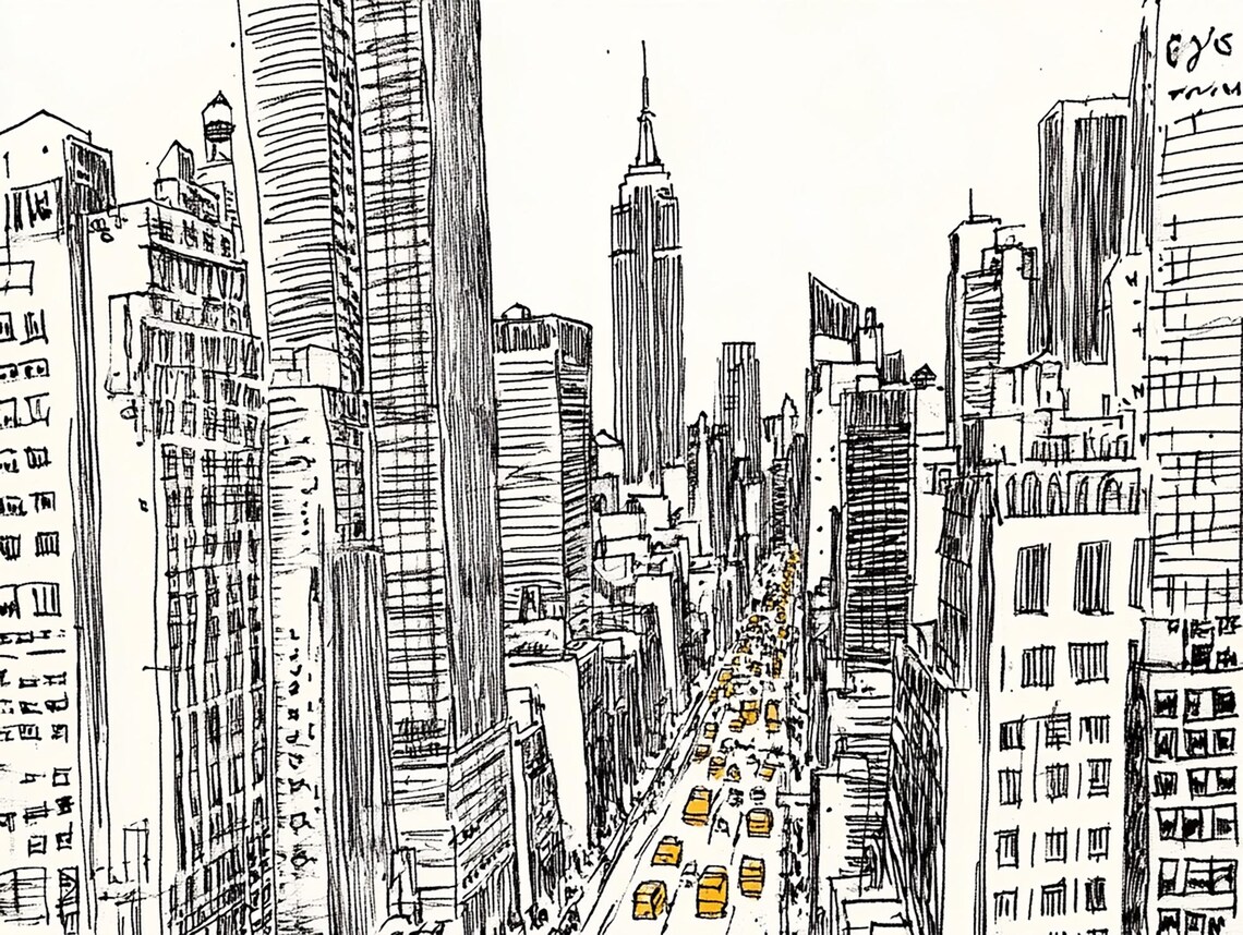 New York City Skyline Watercolor Art Print