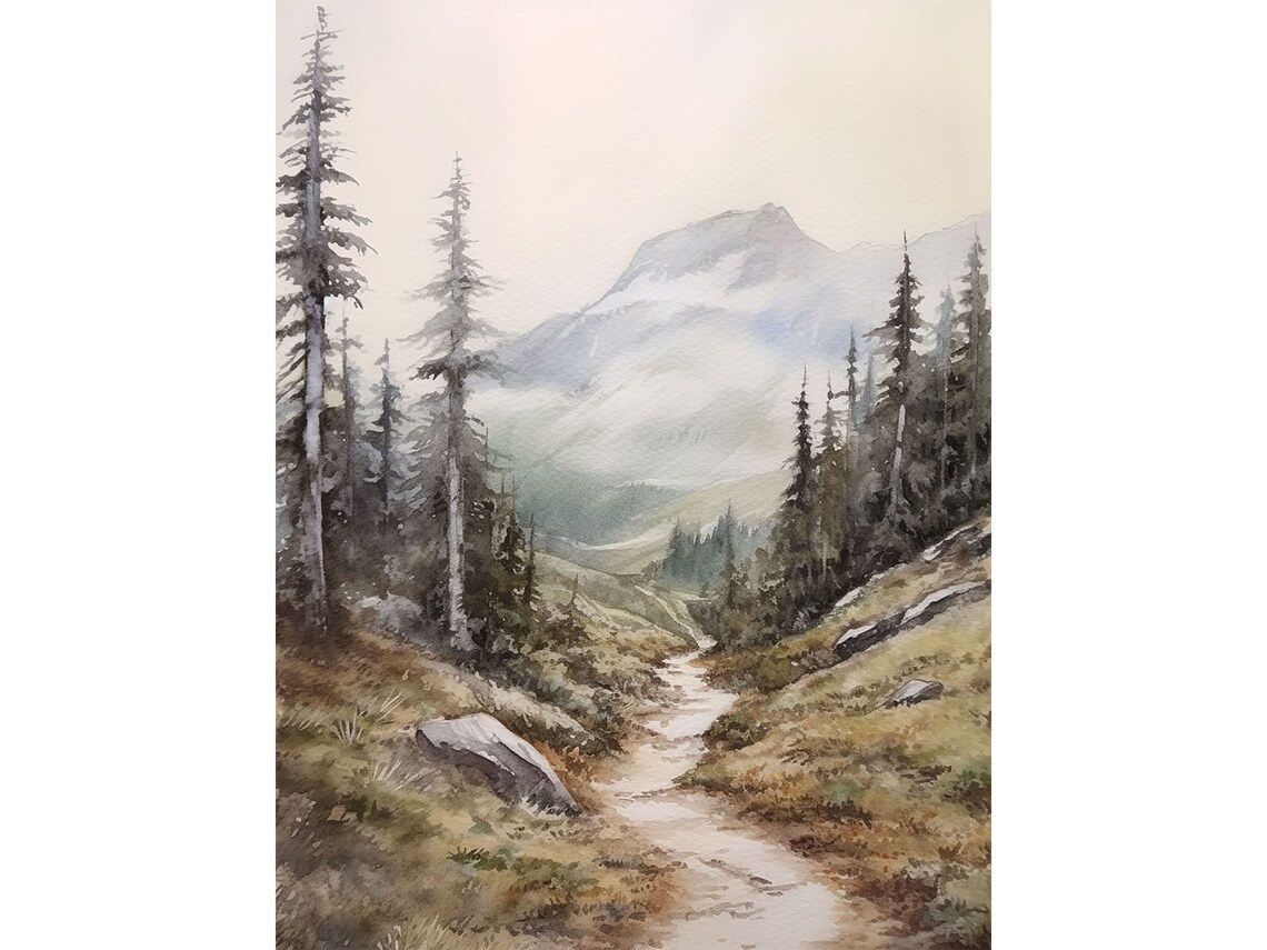 Mt Baker Watercolor Art Print, North Cascades Trail