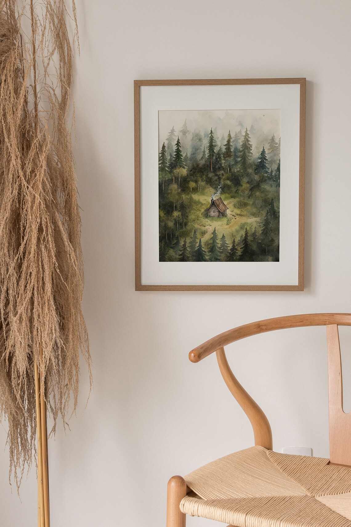Gatlinburg Evergreen Watercolor Forest Hut Art Print - Image 4