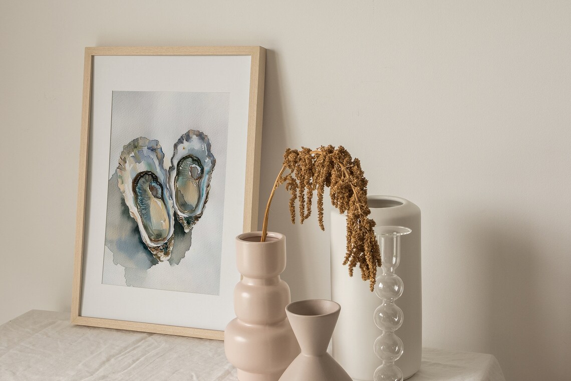 Oyster Painting, Coastal Watercolor Art Print - Image 4
