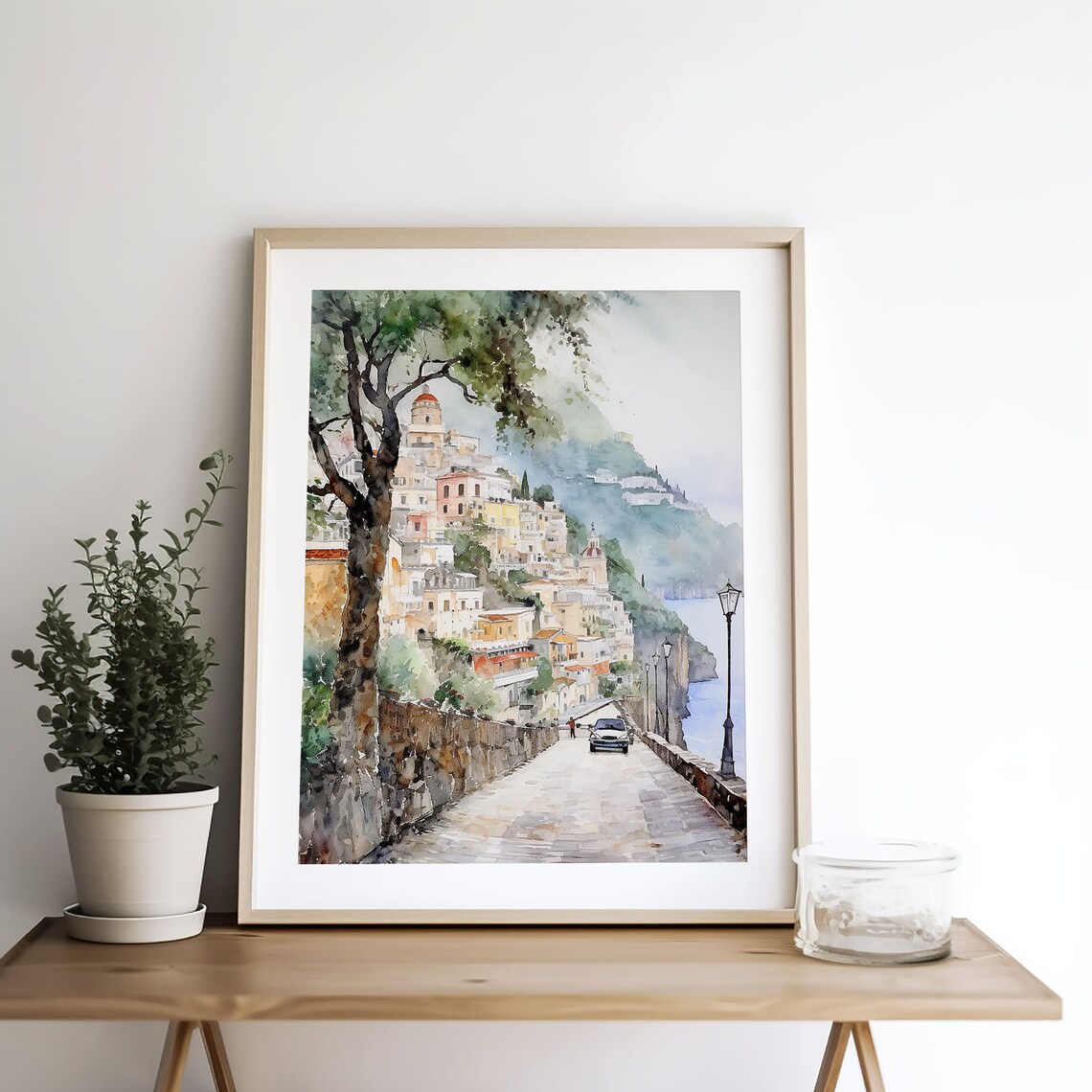 Positano Watercolor Print, Amalfi Coast Cityscape Art - Image 4