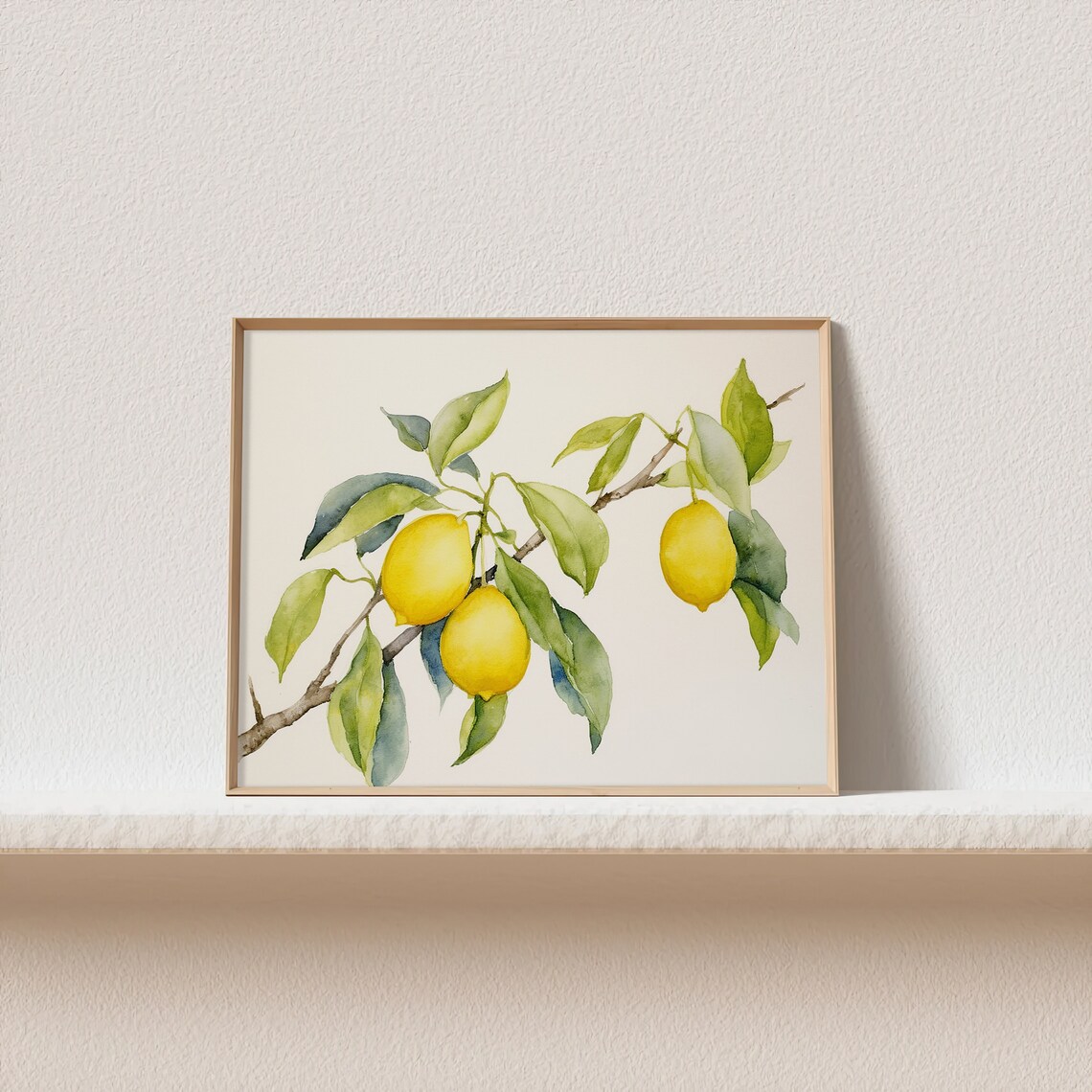 Lemon Branch Watercolor Art Print, Botanical Kitchen Decor - Image 2