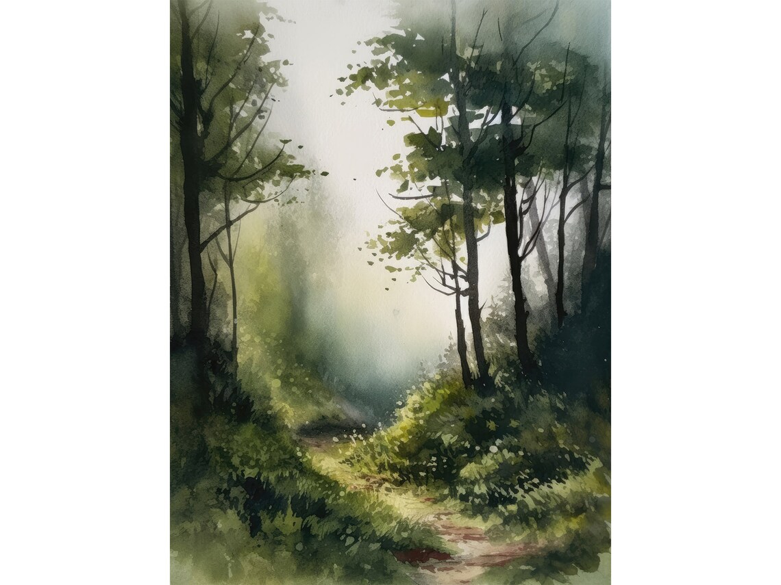 Forest Road Watercolor Art Print, North Carolina