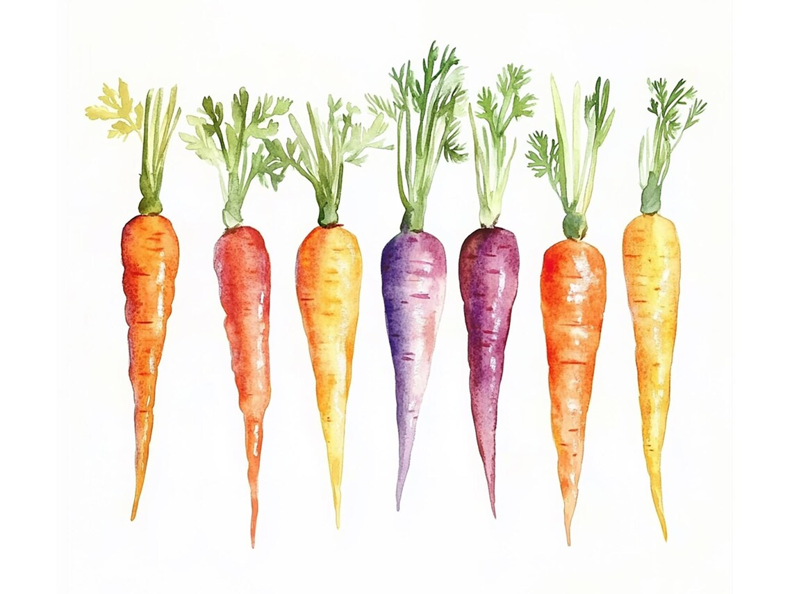 Carrot Watercolor Print, Kitchen Wall Decor
