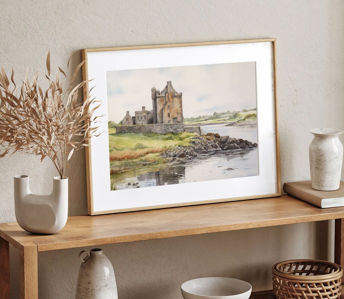 Dungaire Castle Watercolor Art Print, Galway Bay - Image 2