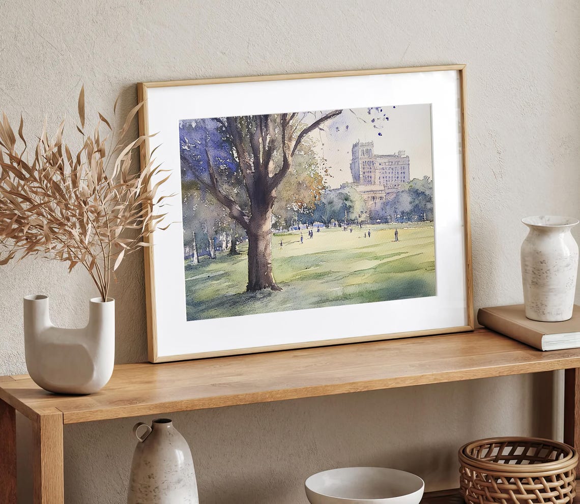 Common Park Painting Boston Watercolor Art Print Boston Skyline Print Autumn Landscape Cityscape Wall Art Travel Poster Housewarming Gifts - Image 2