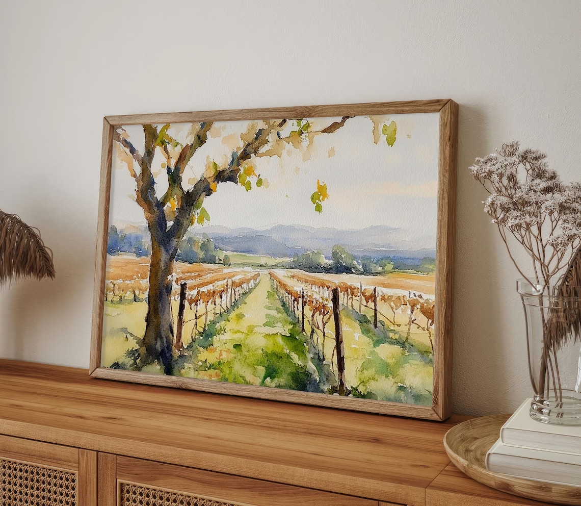 Willamette Valley Watercolor Art Print, Oregon Landscape - Image 4