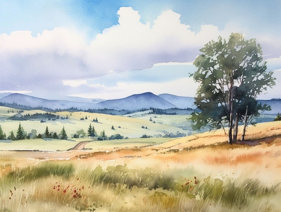 Cades Cove Watercolor Art Print, Smoky Mountains