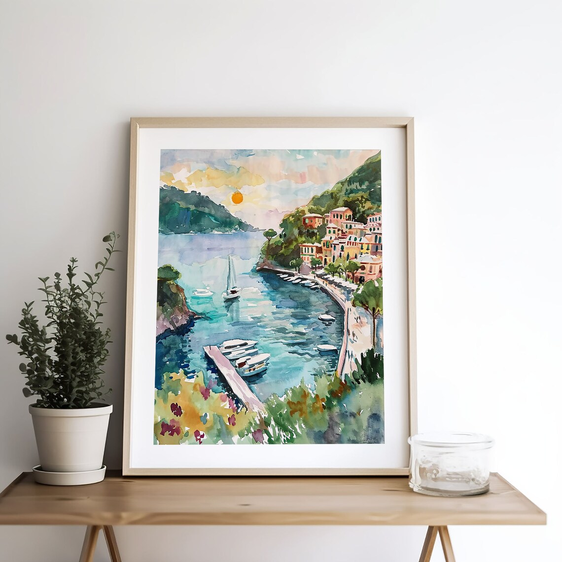 Portofino Watercolor Print, Italian Cityscape Wall Art - Image 5