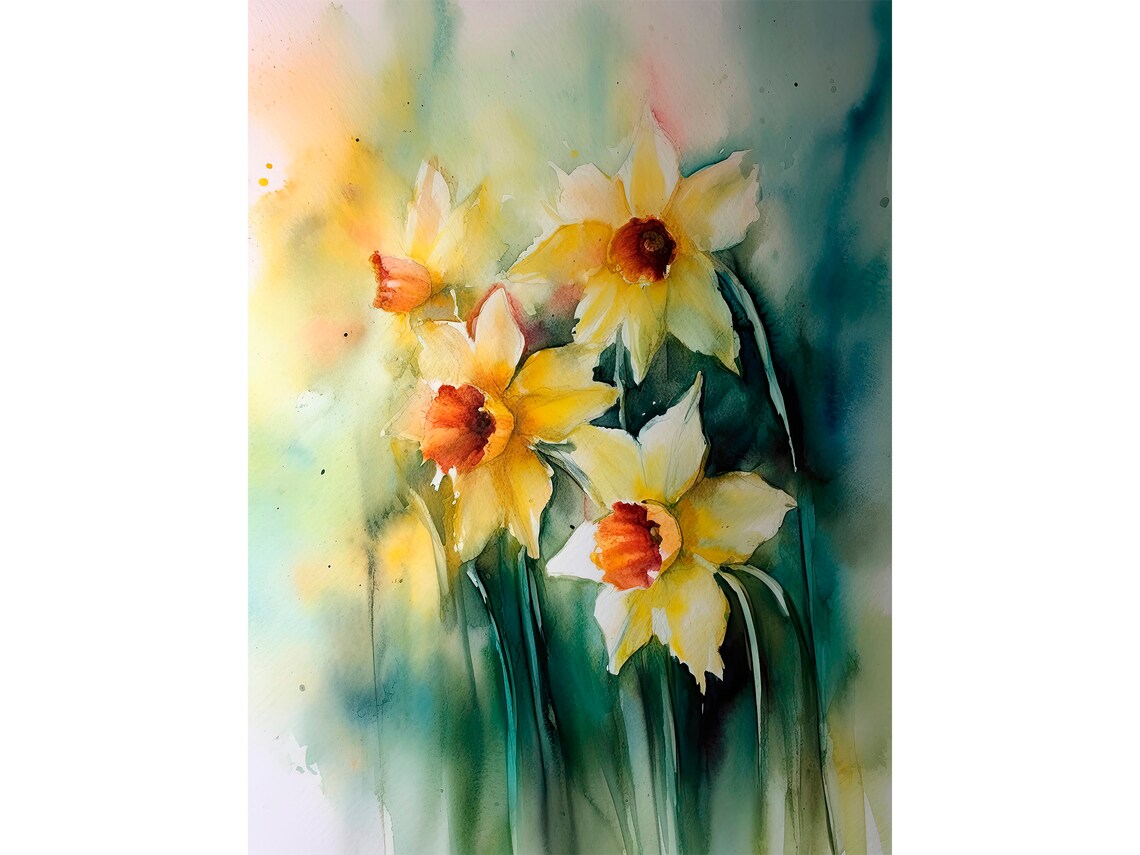 Daffodil Painting Floral Watercolor Art Print