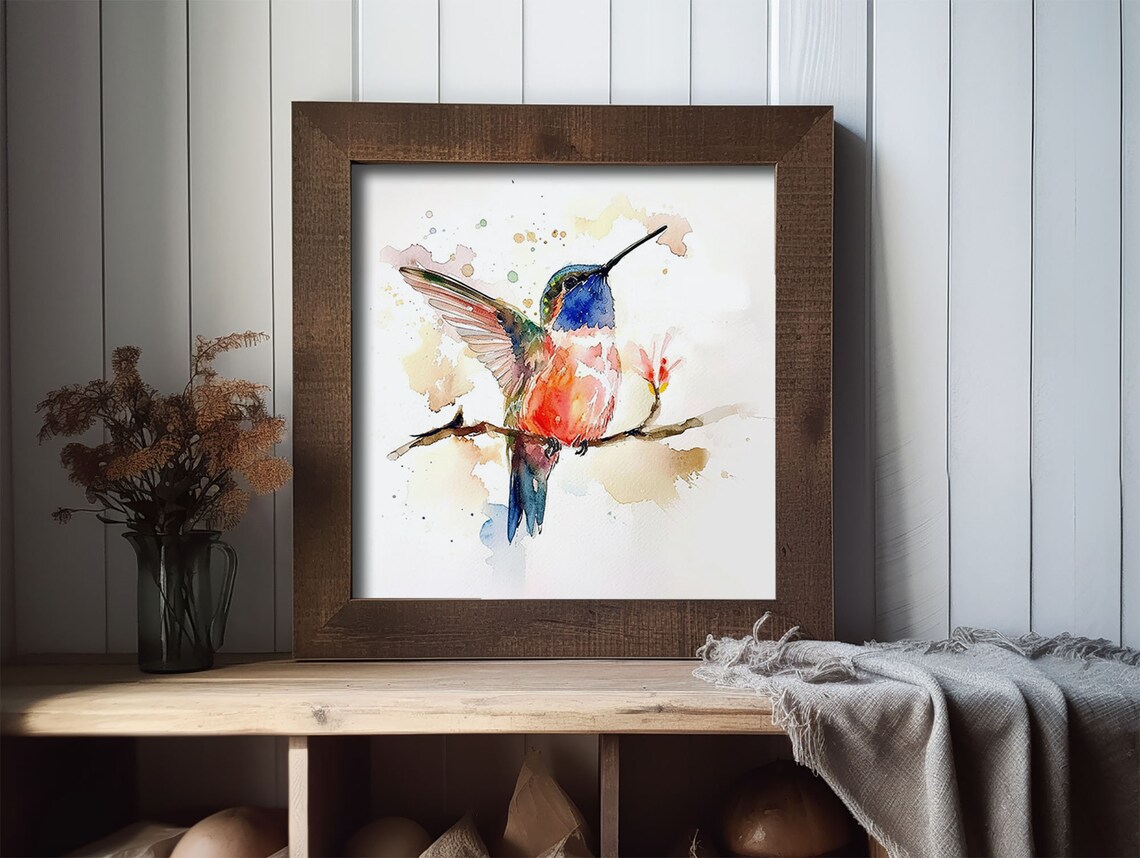 Hummingbird Watercolor Art Print, Spring Nature Decor - Image 2