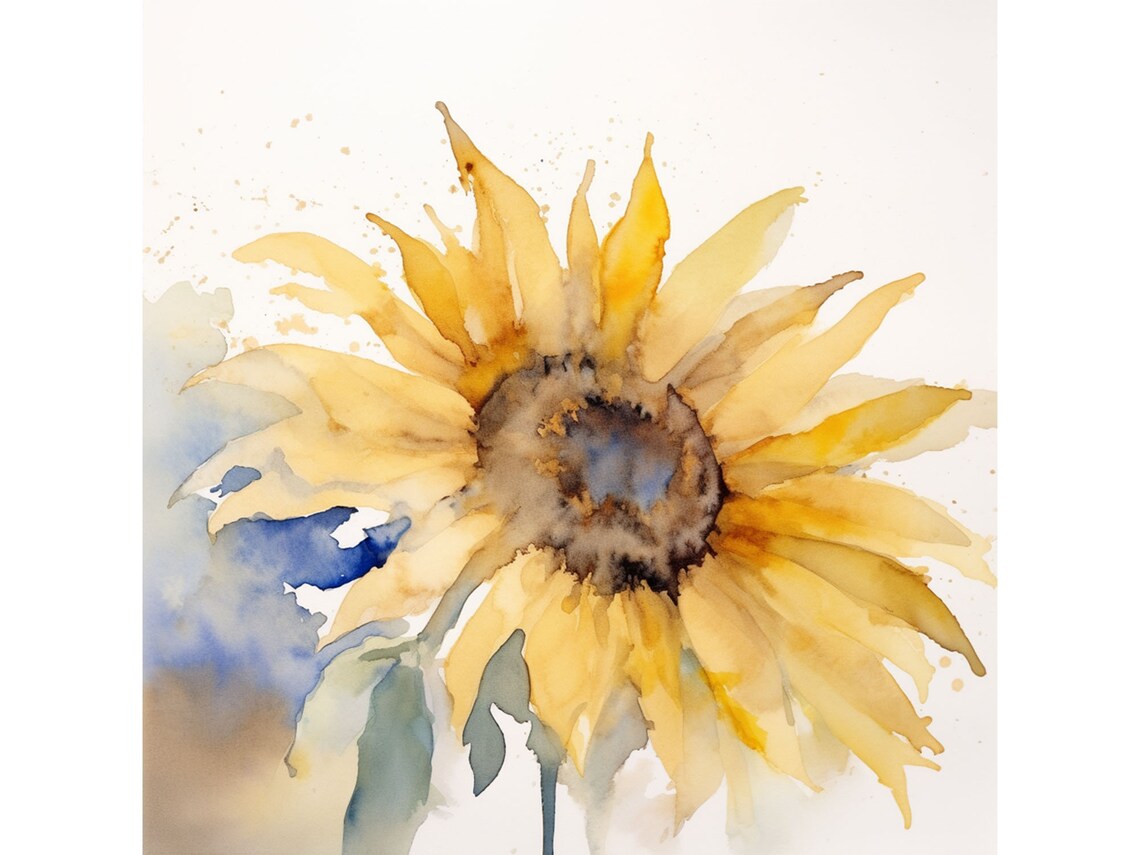 Sunflower Watercolor Floral Botanical Art Print