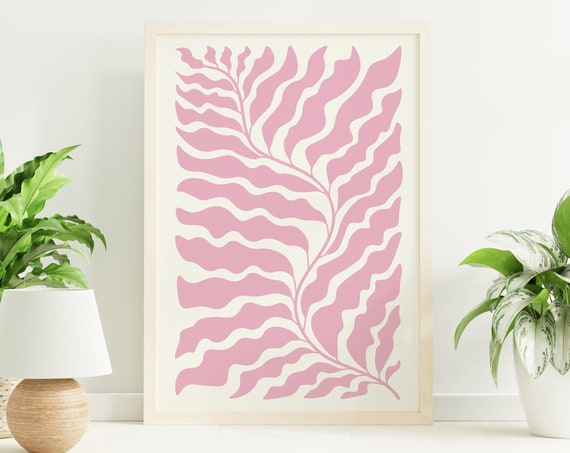 Botanical Print Art Pink Abstract Floral Art Cute Trendy Wall Art Eclectic Maximalist Wall Art
