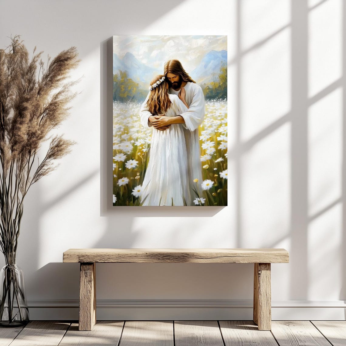 Woman Healed Wall Art Jesus Hugging Woman Print Hem Of Robe Artwork Modern Christian Art Jesus Art Bible Story Art Print - Image 5