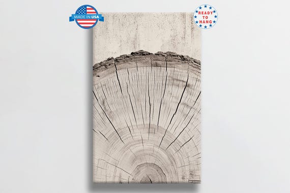 Tree Ring Art For Modern Farmhouse Decor Neutral Abstract Art Print For Living Room Vertical Minimalist Art Print Rustic Home Decor